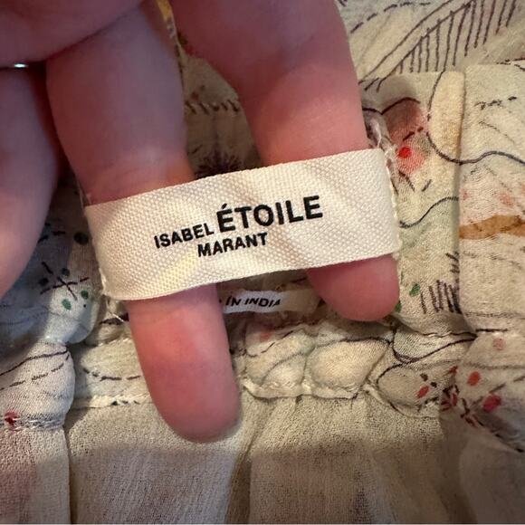 Isabel Marant Jeezon Gathered Asymmetrical Printed Silk Skirt in Erell Sz 42 - Picture 6 of 10